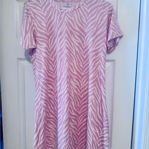 Pink Zebra Print Dress Short Sleeves size Large